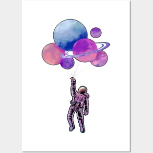 Astronaut Balloons Posters and Art